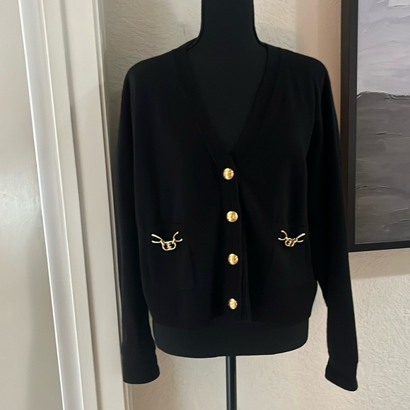 Celine Black Cashmere and gold buttons Cardigan Sweater - Picture 2 of 9